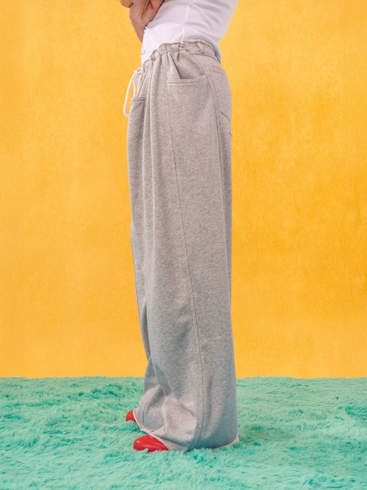 Terry Cloth Weite Beinform Hosen mit Kordelzug 