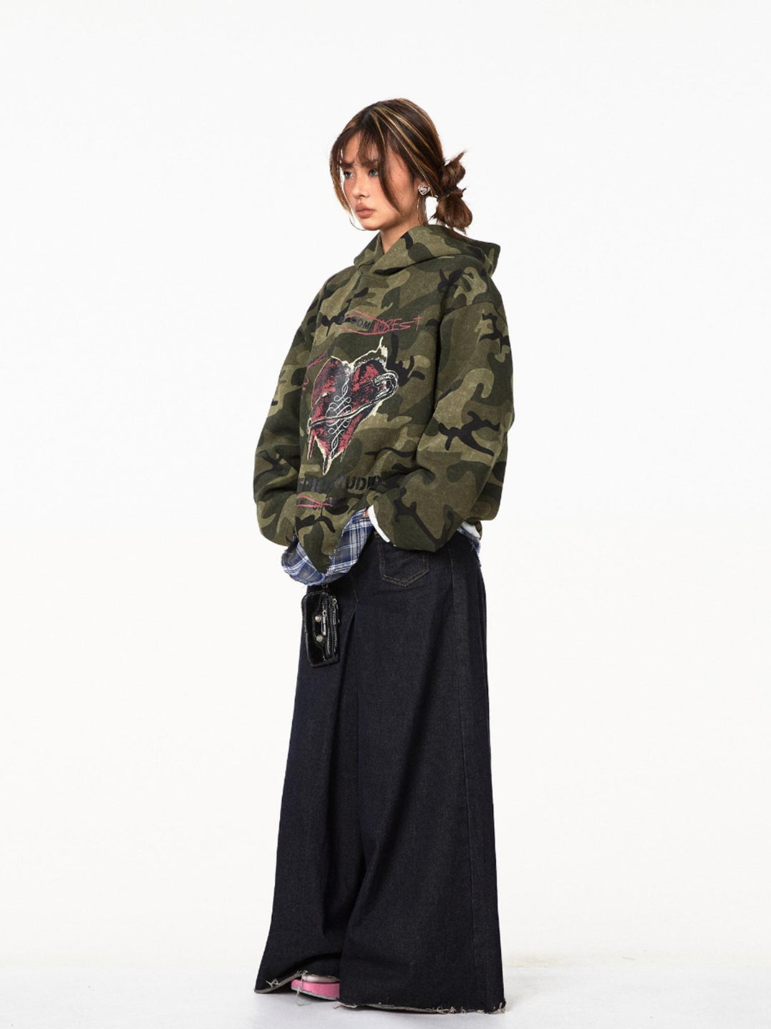Camouflage Hooded Loose Sweatshirt