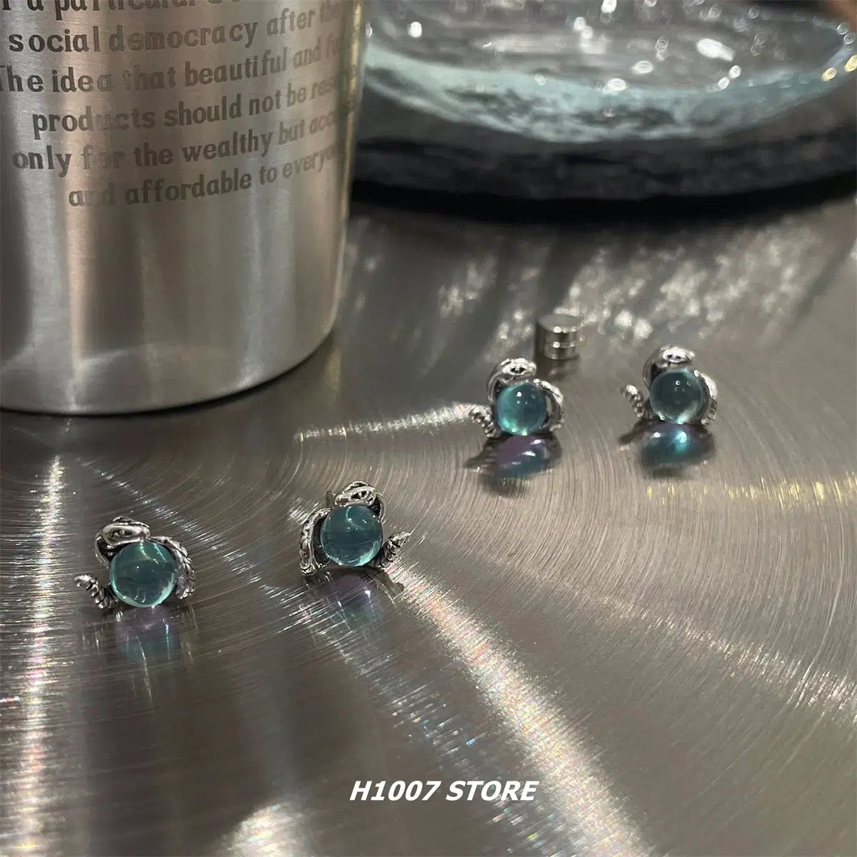 Blue Glass Stone Earrings