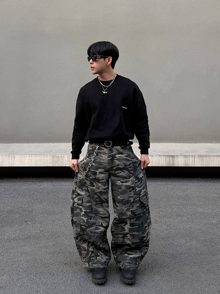 Tarnung Baggy Weitbeinige Cargo-Hosen 