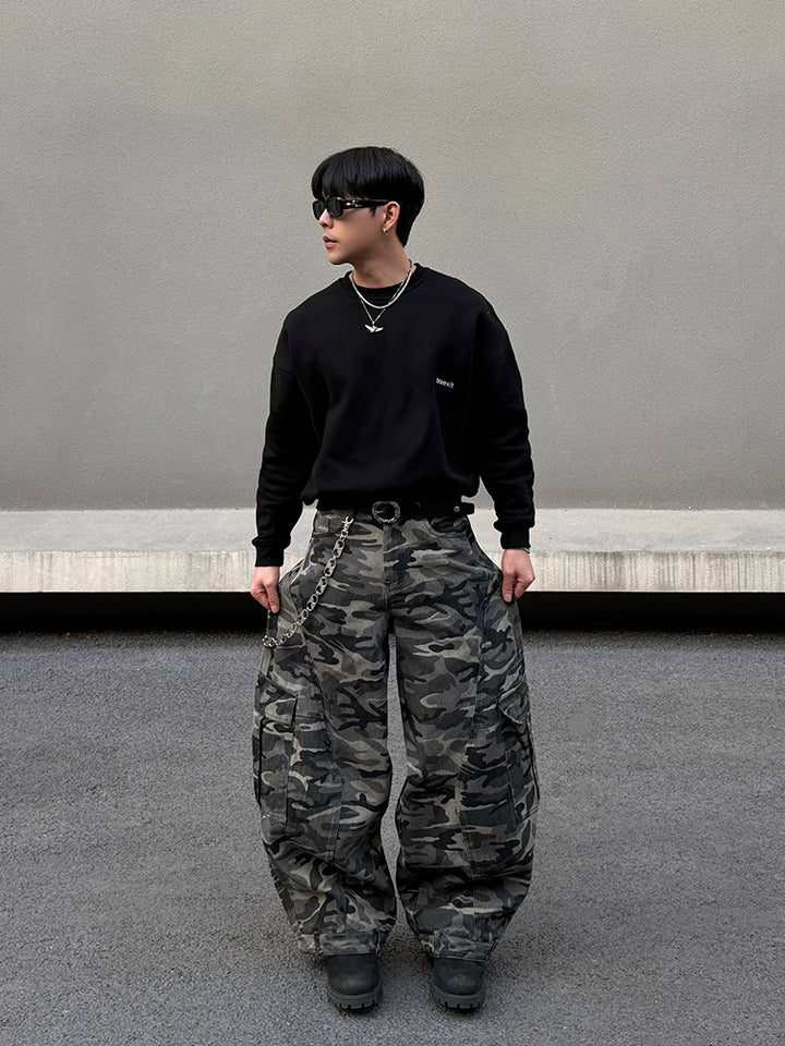 Tarnung Baggy Weitbeinige Cargo-Hosen 
