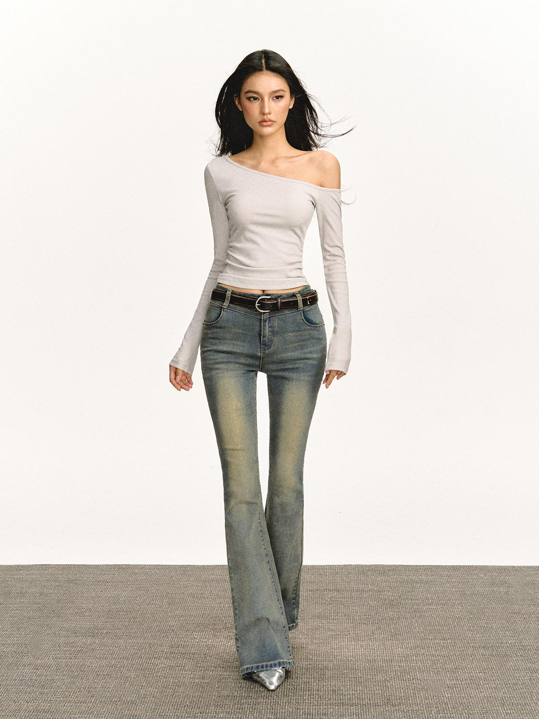Slim Fit Low Waist Flared Jeans