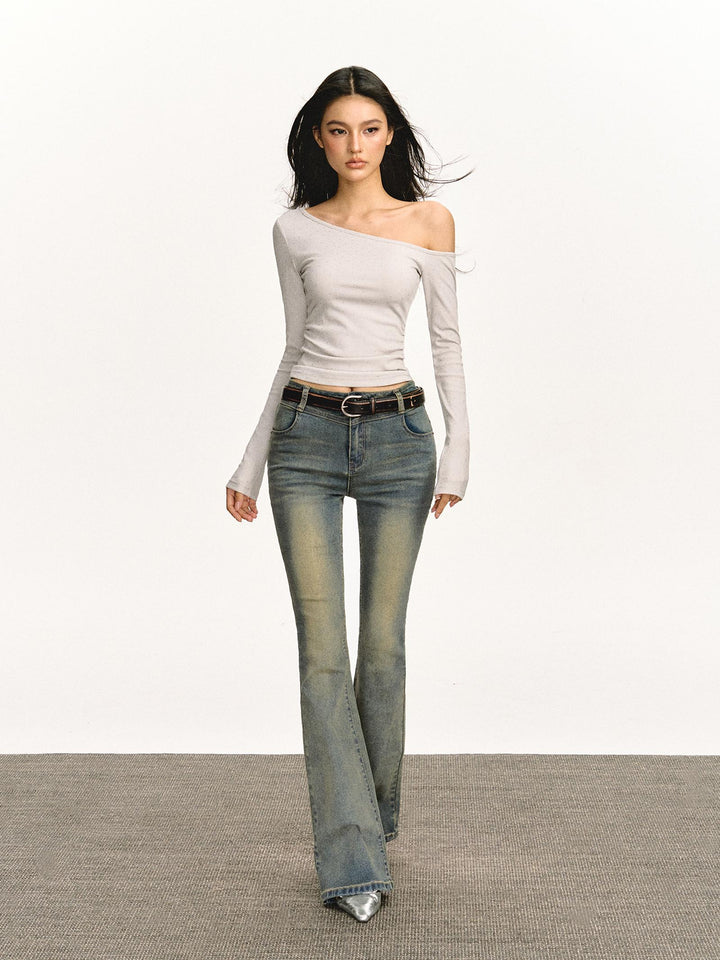 Slim Fit Low Waist Flared Jeans