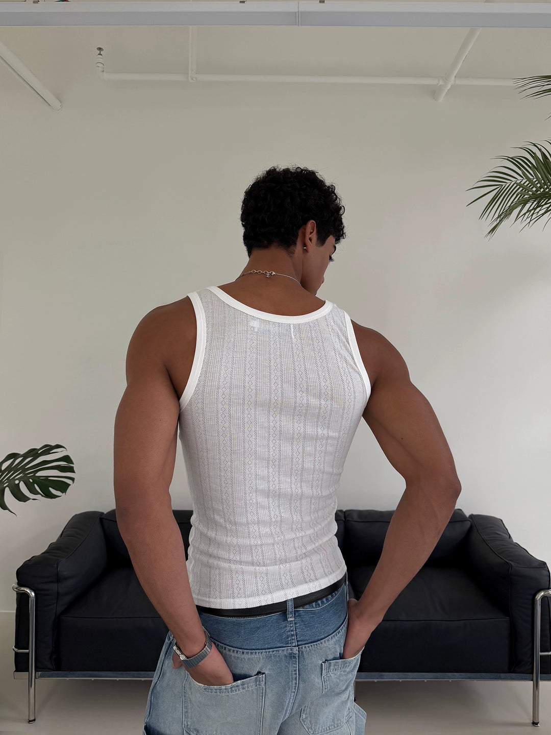 Chaleco de punto sin mangas de corte slim retro 