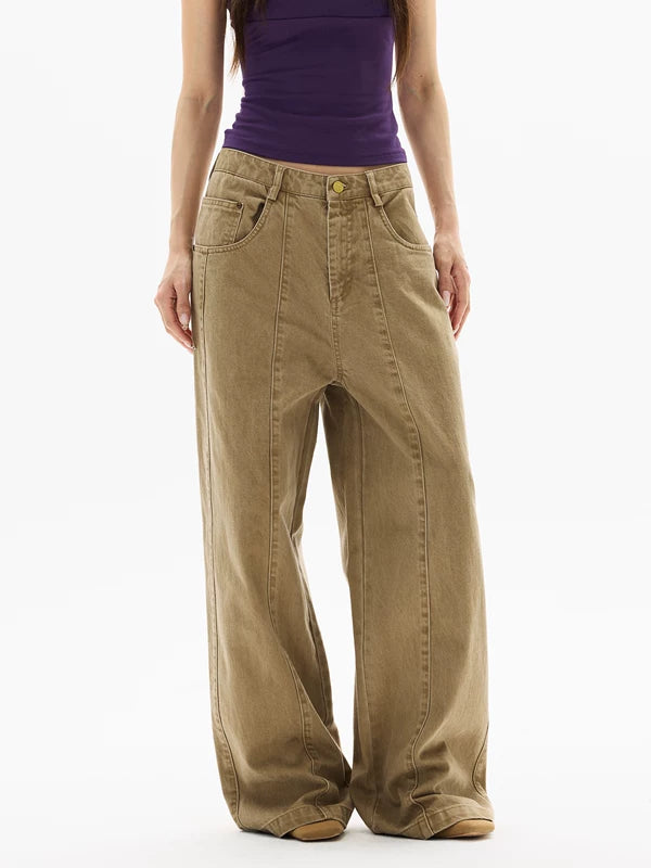 루즈 와이드 레그 데님 카고 팬츠 