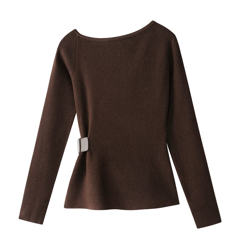 Belted Waist Knit Sweater