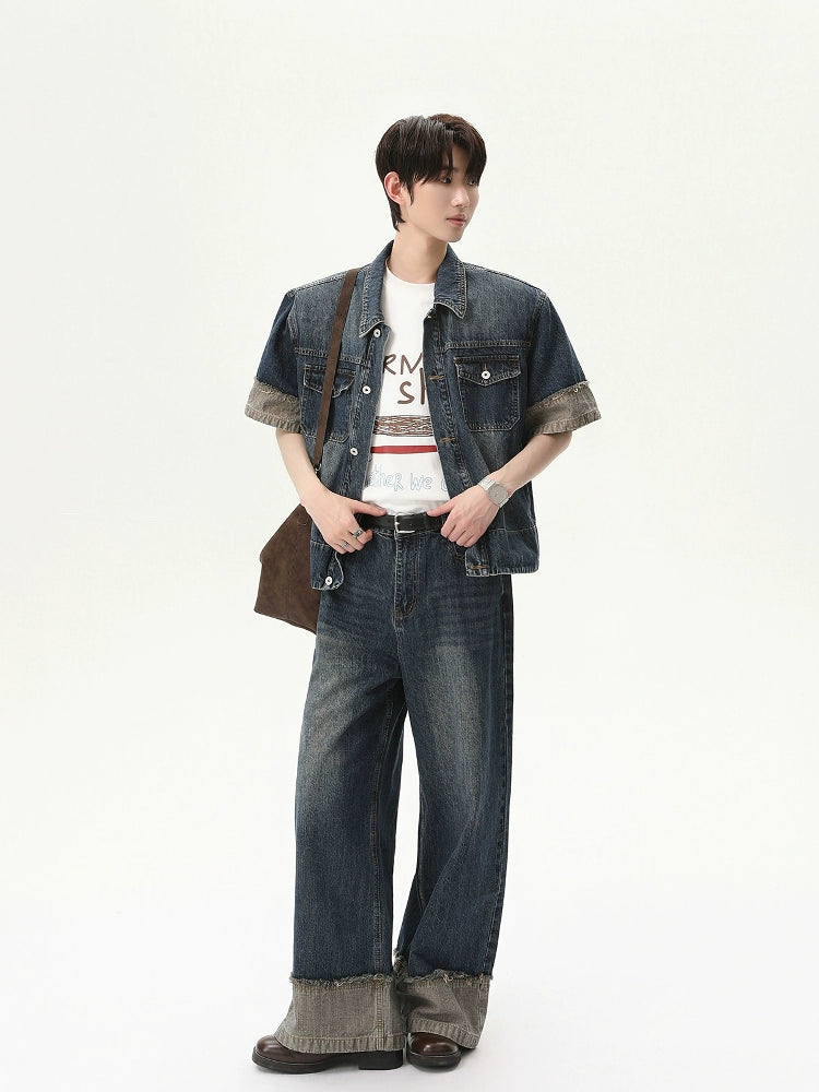 Distressed Denim Jacket and Pants Set