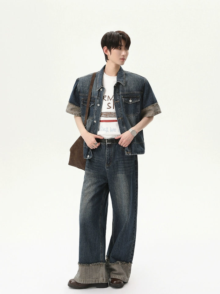 Distressed Denim Jacket and Pants Set