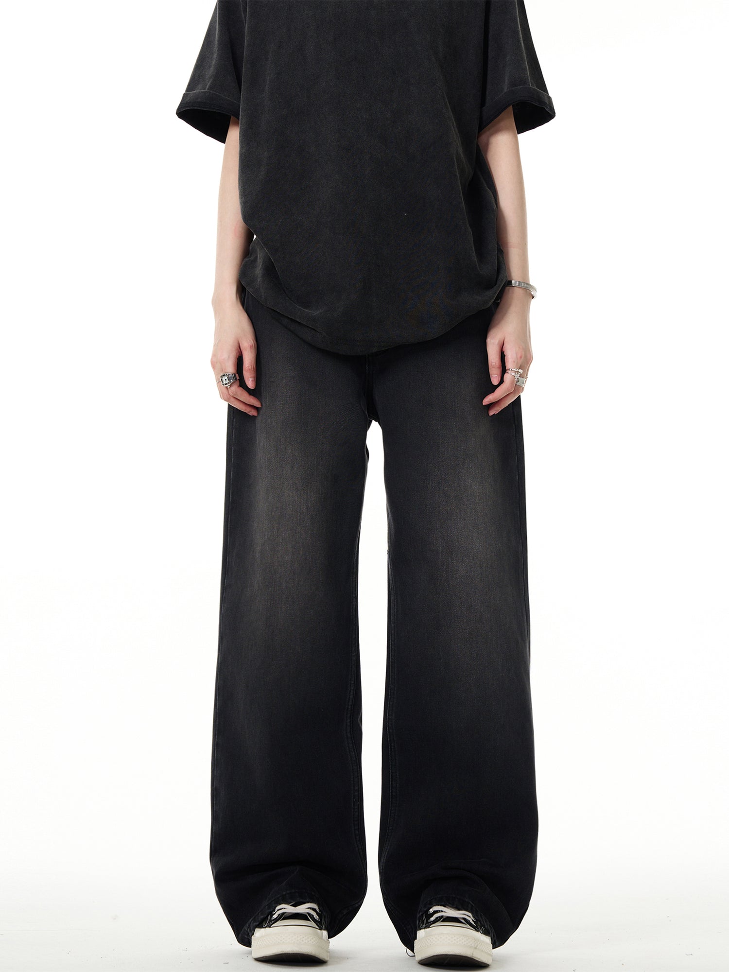 Washed Loose Straight Leg Casual Pants