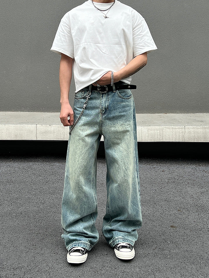Wide-Leg Baggy Straight Jeans