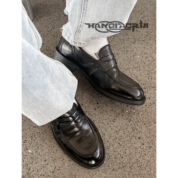 Washed Horsehide Casual Loafers