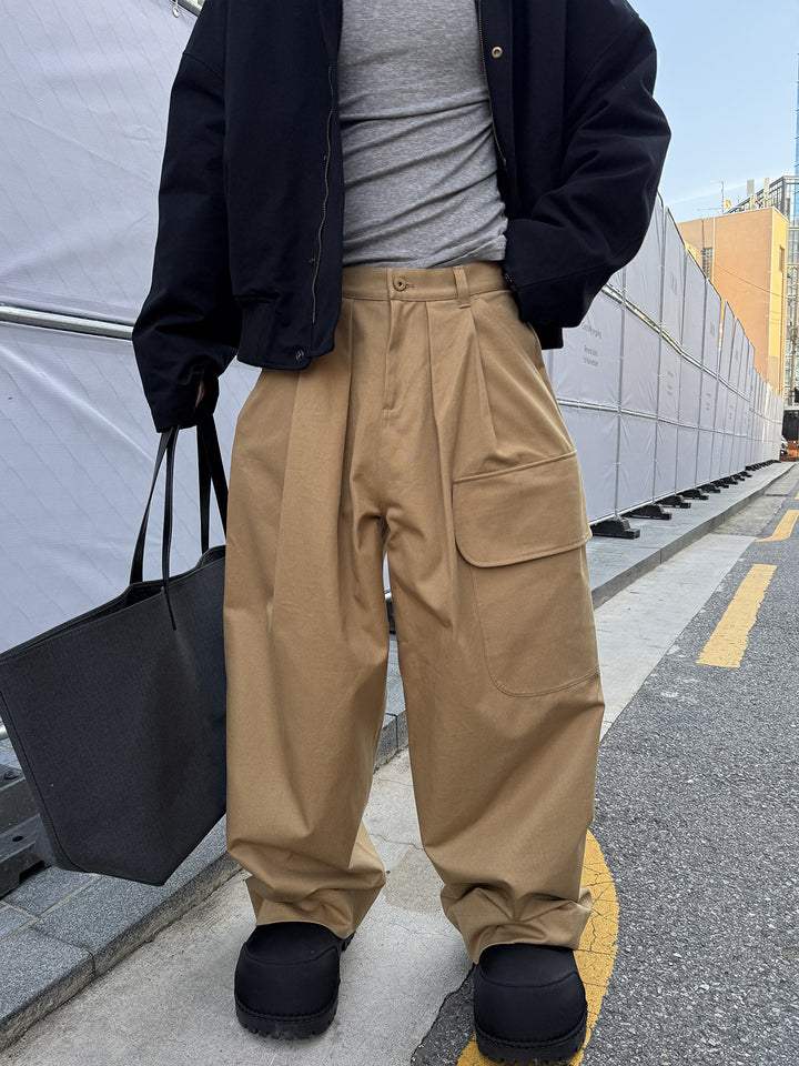 ワイドレッグカーゴオーバーオールパンツ 