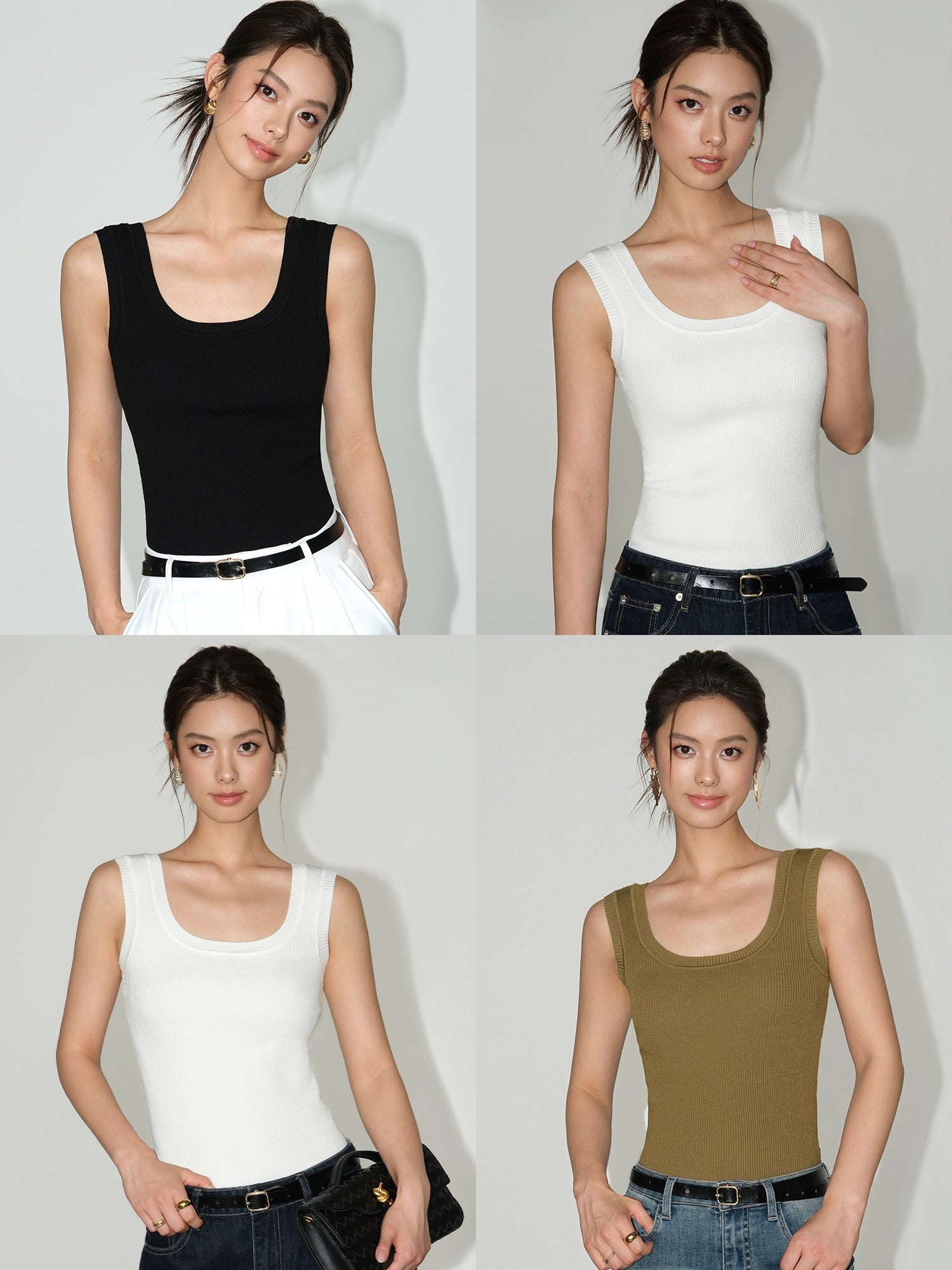 U-neck Knitted Slim Fit Tank Top