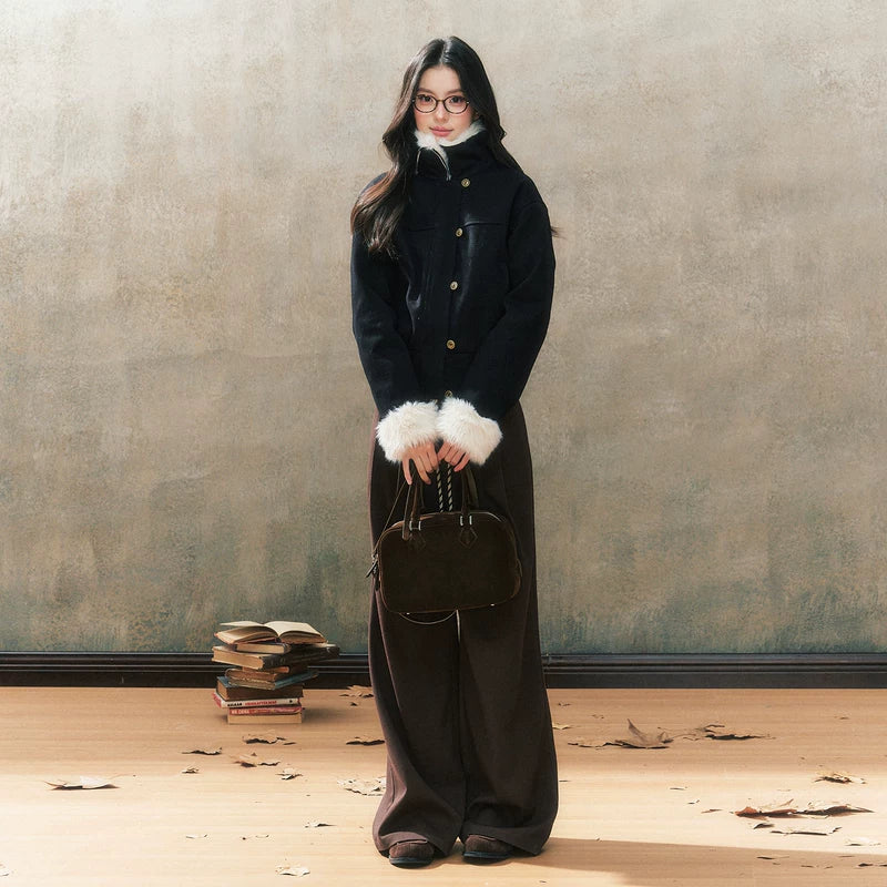 Slim Fit Faux Fur Trimmed Jacket