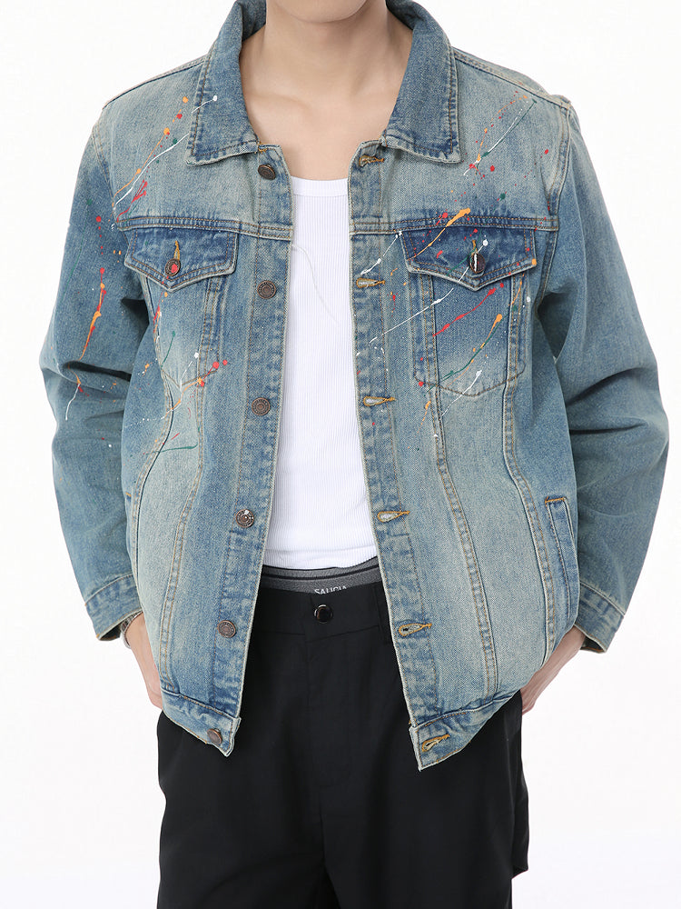 Veste en denim éclaboussée d'encre 