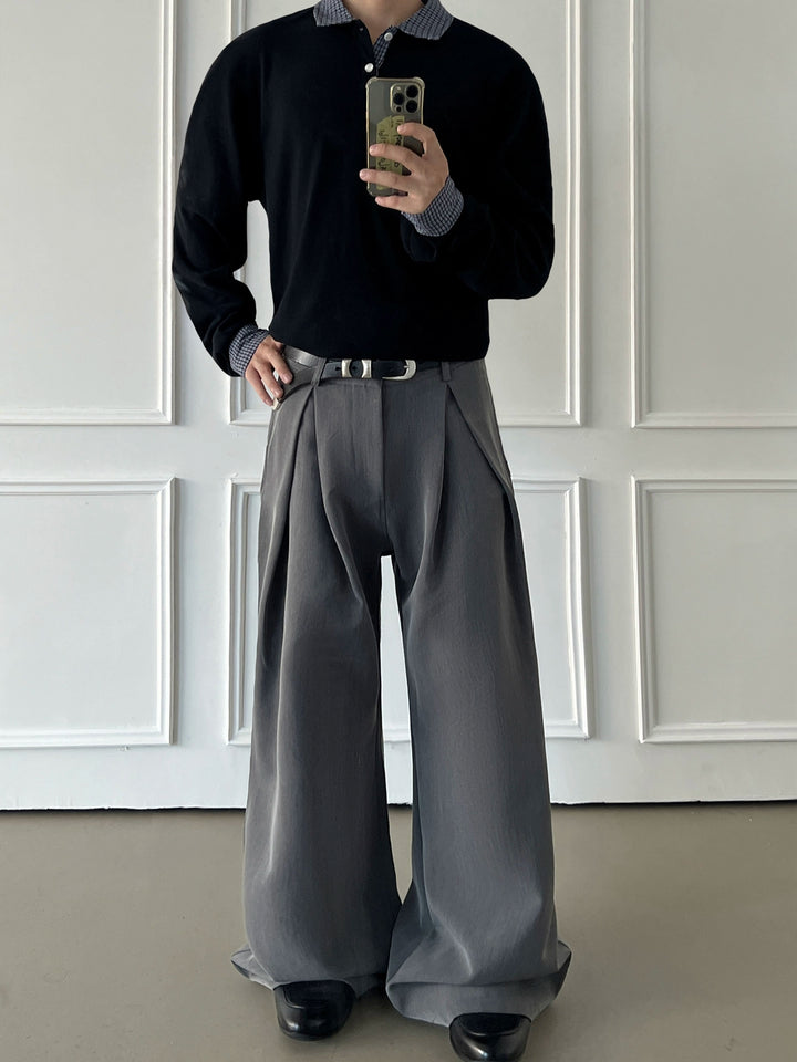 Splicing Polo Collar Pullover