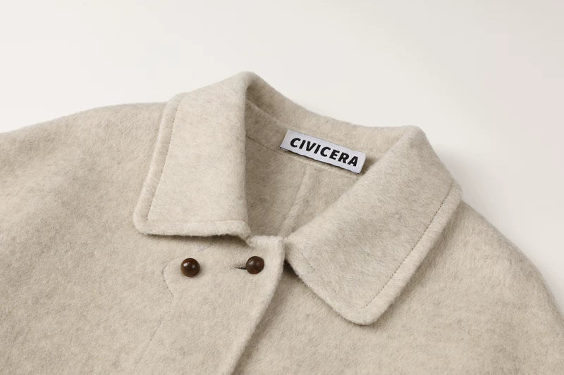 Mid-Length Loose Wool Cashmere Coat