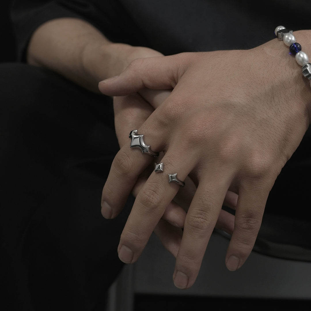 Diamantstern Metall Offene Verstellbare Ring 