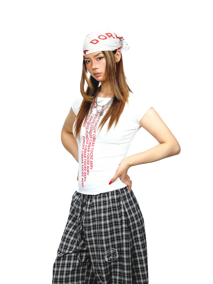 Retro Slim Fit Letter Print T-shirt