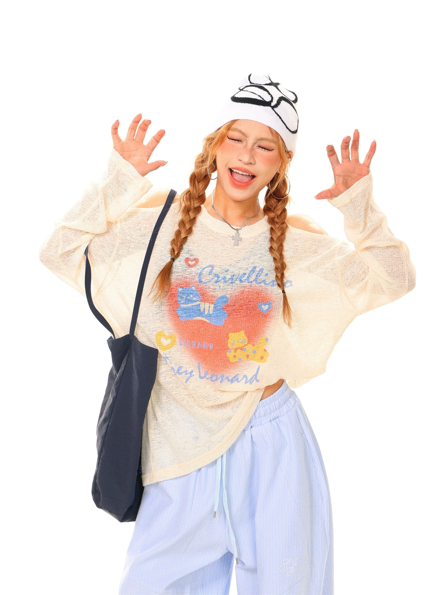 Leichtes Langarm-Drop-Shoulder-Turtleneck 