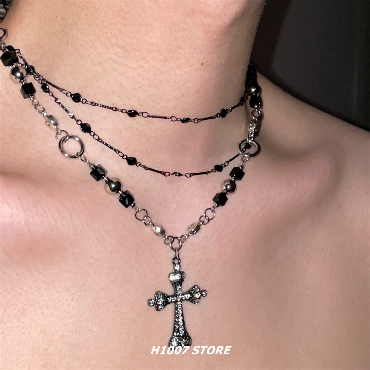 Cross Pendant Layered Necklace