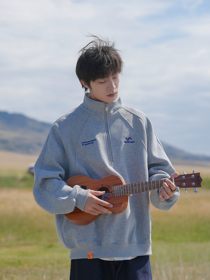 Half-Zip Stand Collar Sweatshirt