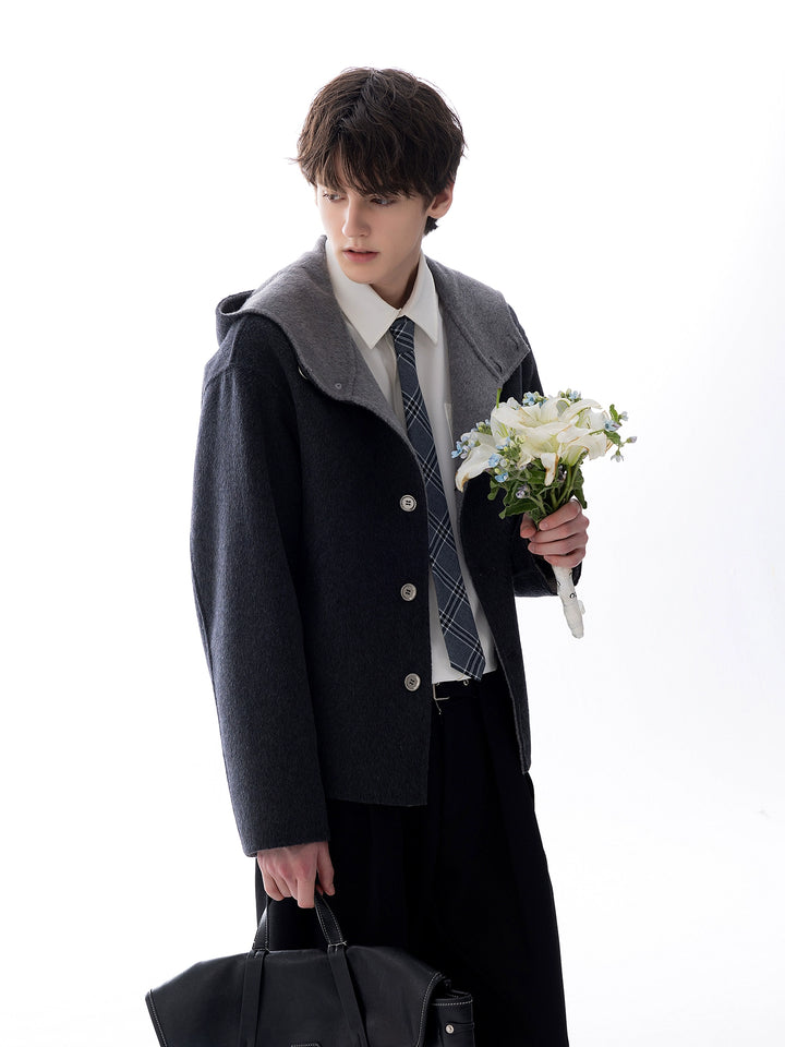 Double-Faced Wool Hooded Jacket