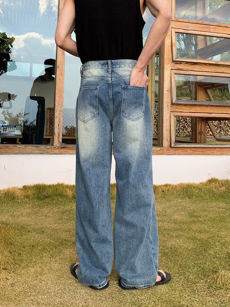 Pantalones de mezclilla anchos y rectos 