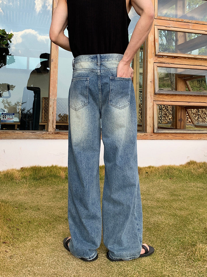 Pantalones de mezclilla anchos y rectos 