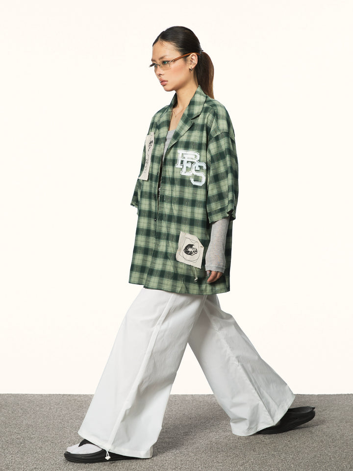 Camicia casual a maniche corte in plaid 