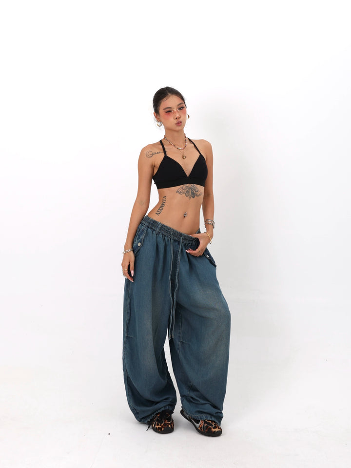 Denim Straight Leg Pants