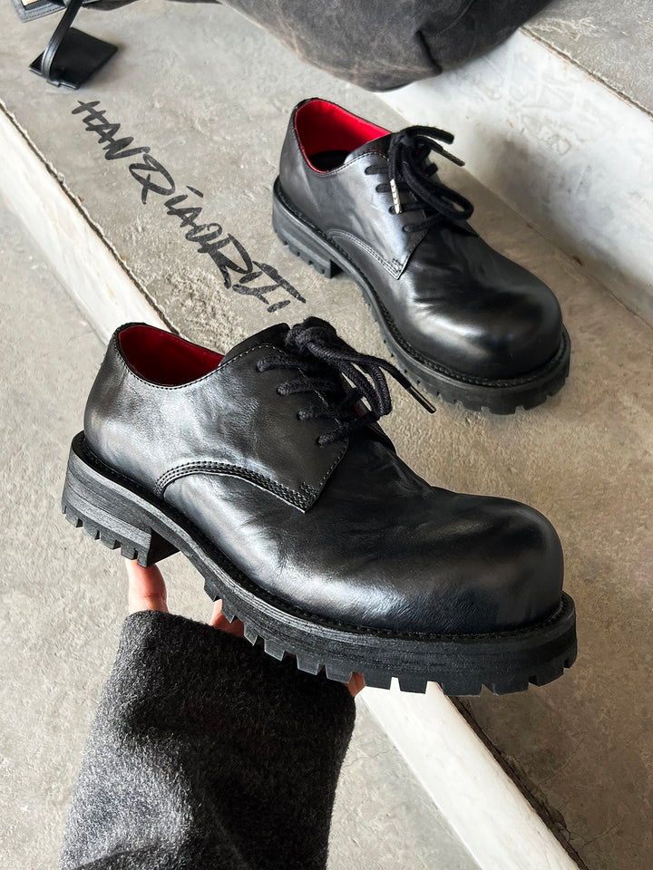 Snake-Patterned Thick-Soled Leather Derby