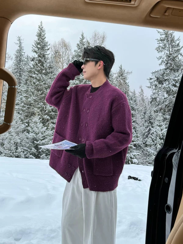 겨울 플리스 니트 버튼 가디건 스웨터 