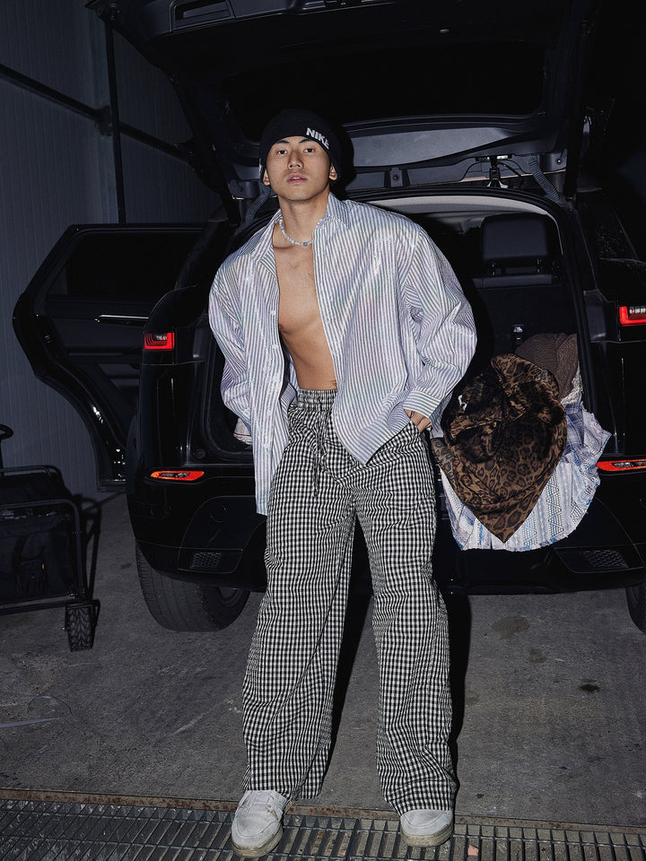 Plaid Loose Wide-Leg Casual Pants