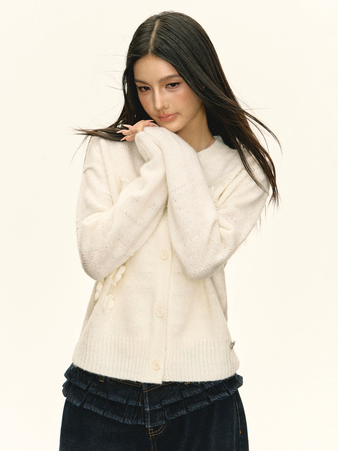 Kardigan sweter w kwiaty 