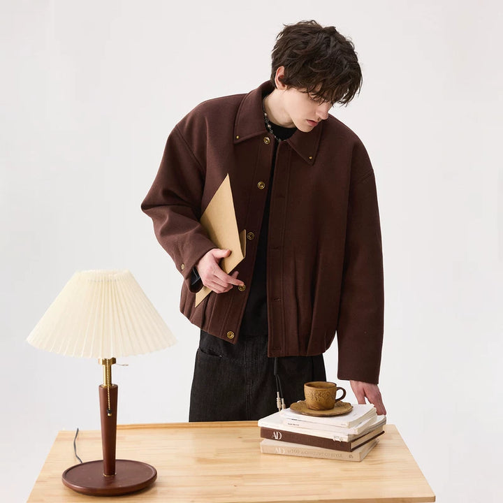 Meridian Kraag Geplooide Woljas 