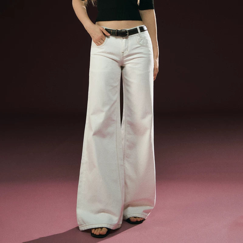 Pantalons décontractés à taille haute et jambes larges 