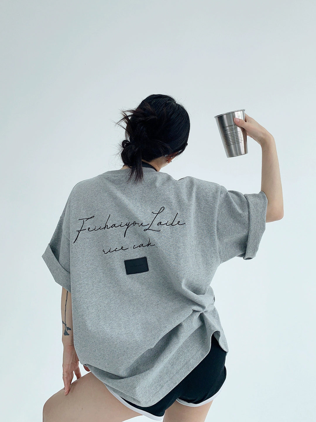 Embroidered Cotton Oversized Short Sleeve T-Shirt