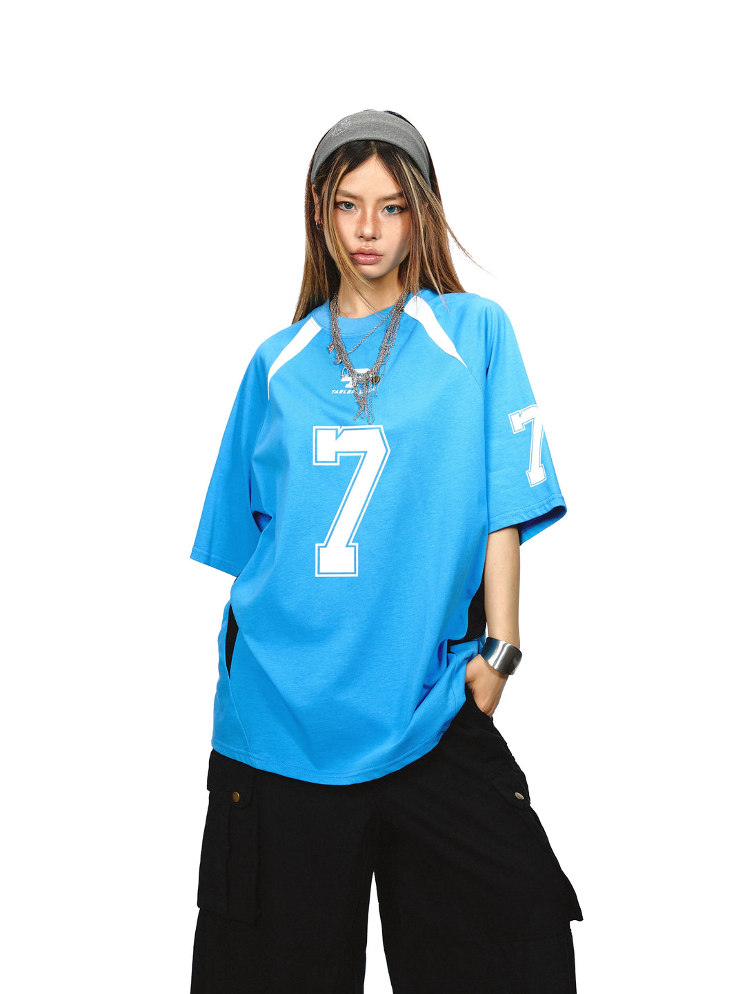 Oversized Sports Jersey Number Graphic T-Shirt