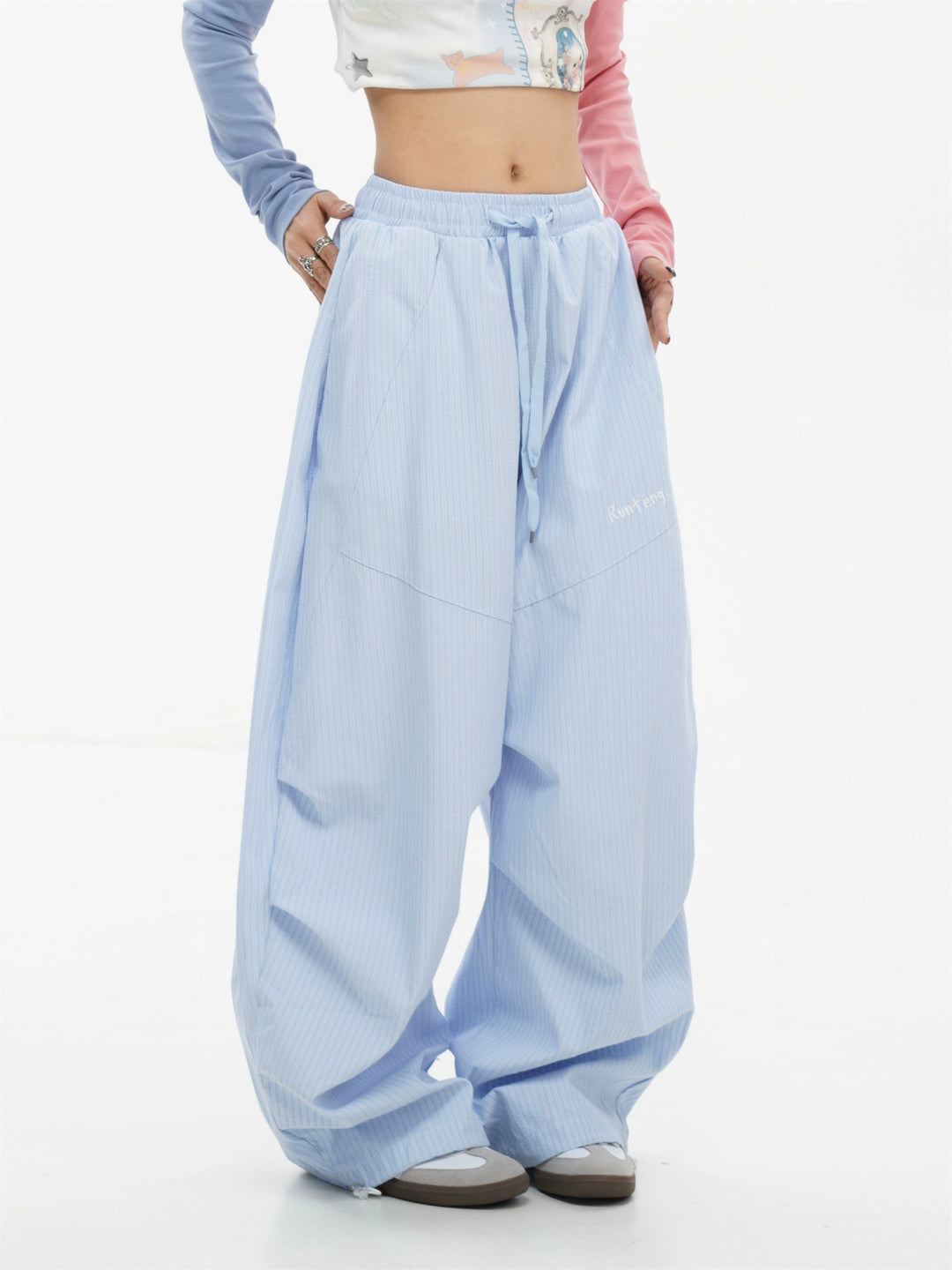 Striped Wide Leg Casual Pants
