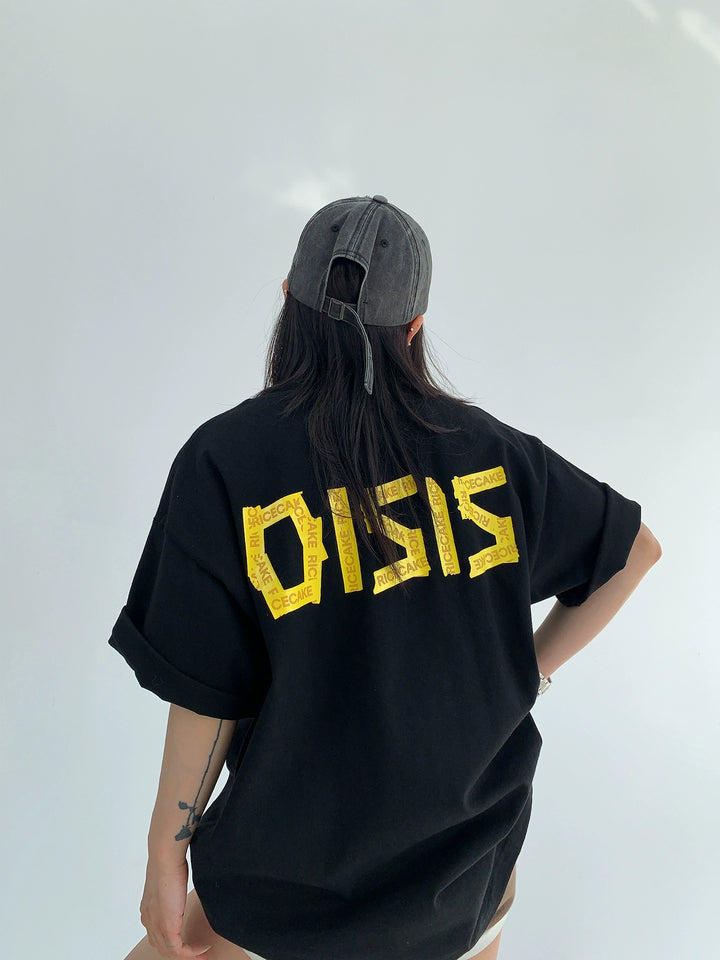 Cotton Oversized Back Print Short Sleeve T-shirt