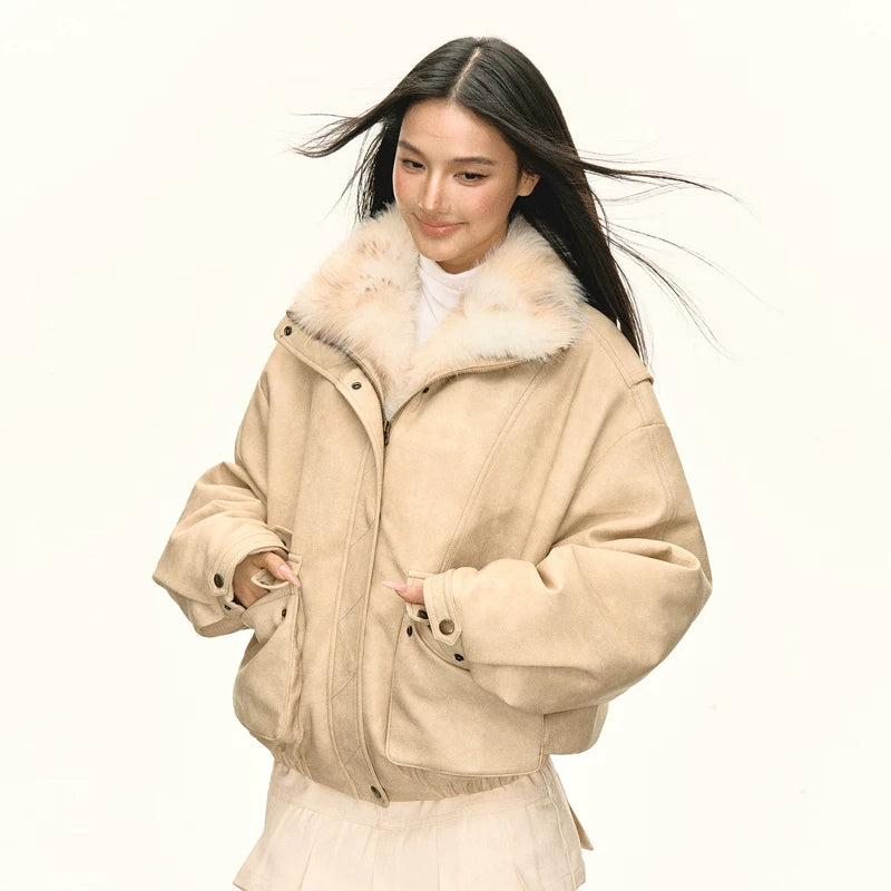 Faux Fur Collar Retro Short Jacket