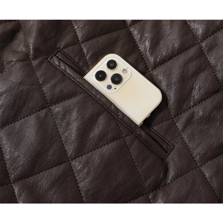 Chaqueta de cuero forrada de forro polar acolchado 