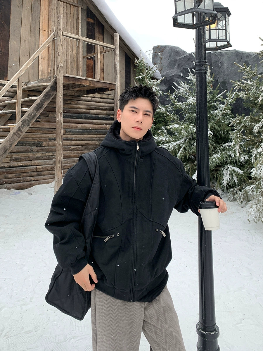 جاكيت شتوي مع طوق من الفليس المعزول 