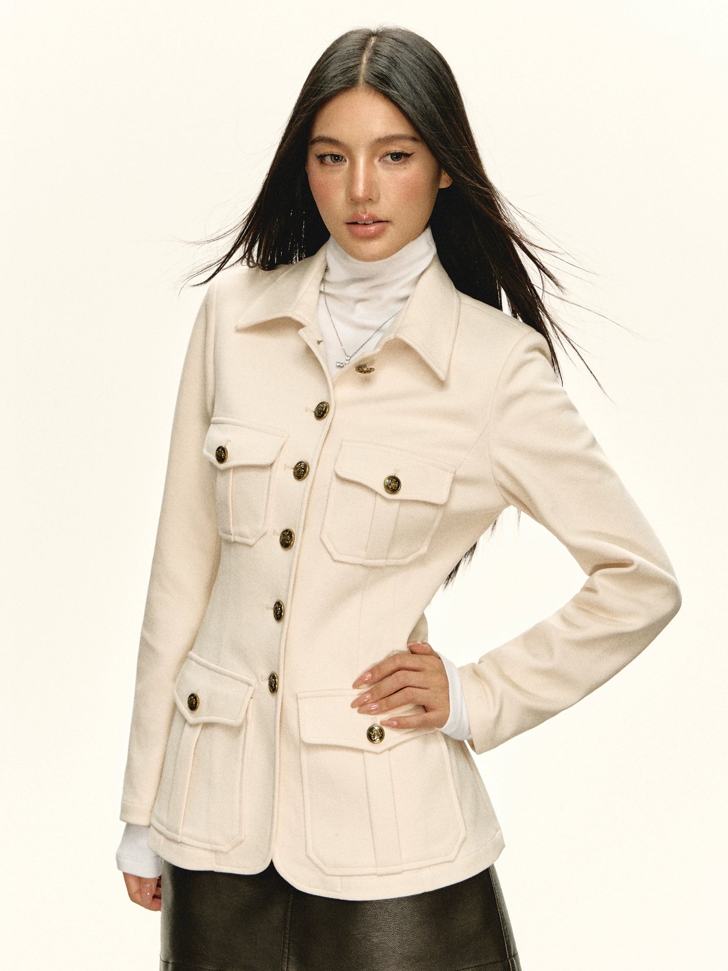 Long Sleeve Button Front Jacket