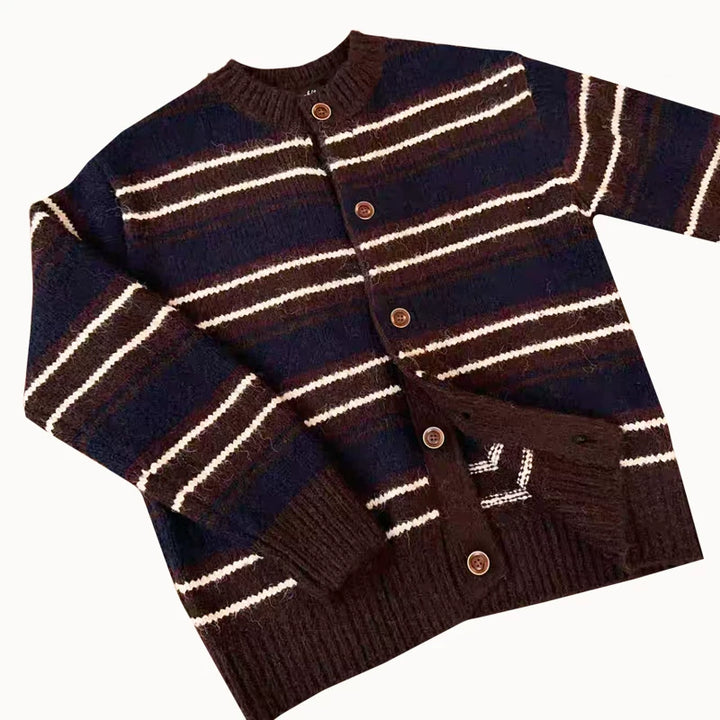 Cardigan en tricot rayé à coupe décontractée 