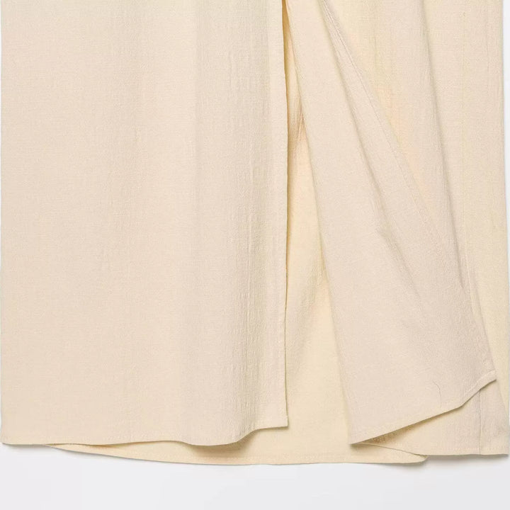 Vestido Midi Recortado com Detalhe Franzido 