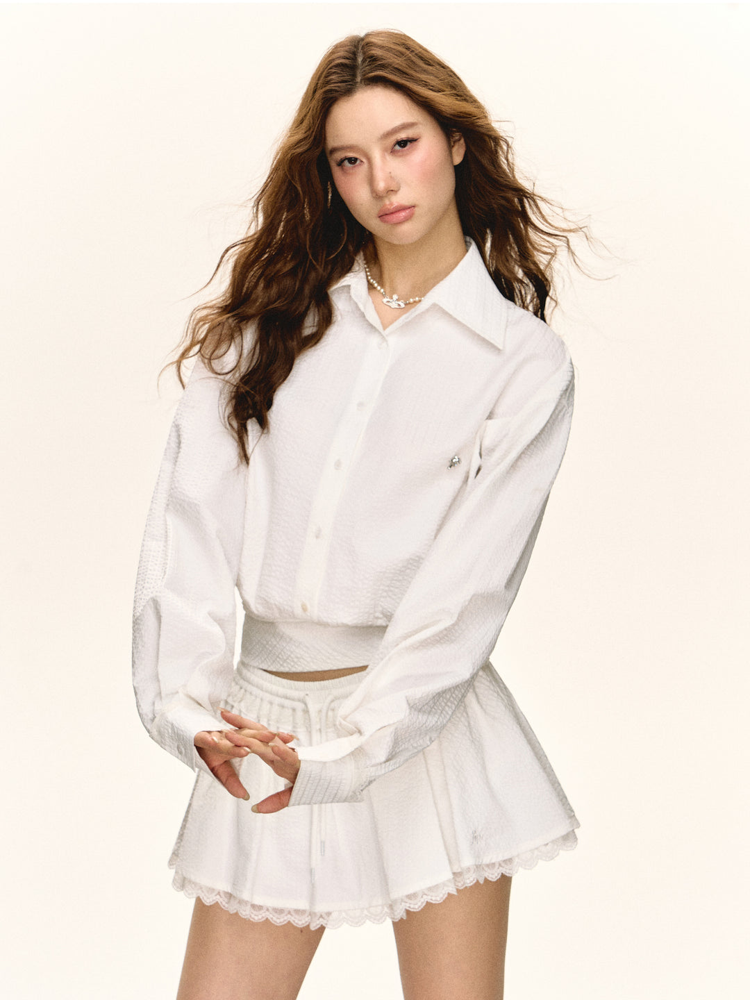 Retro Two-Piece Top and Skirt Set
