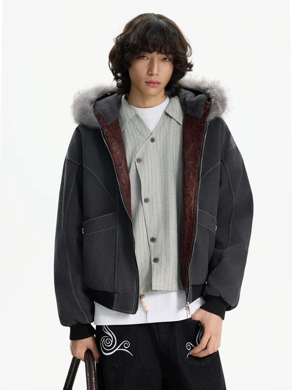 가짜 모피 후드 겨울 파카 재킷 