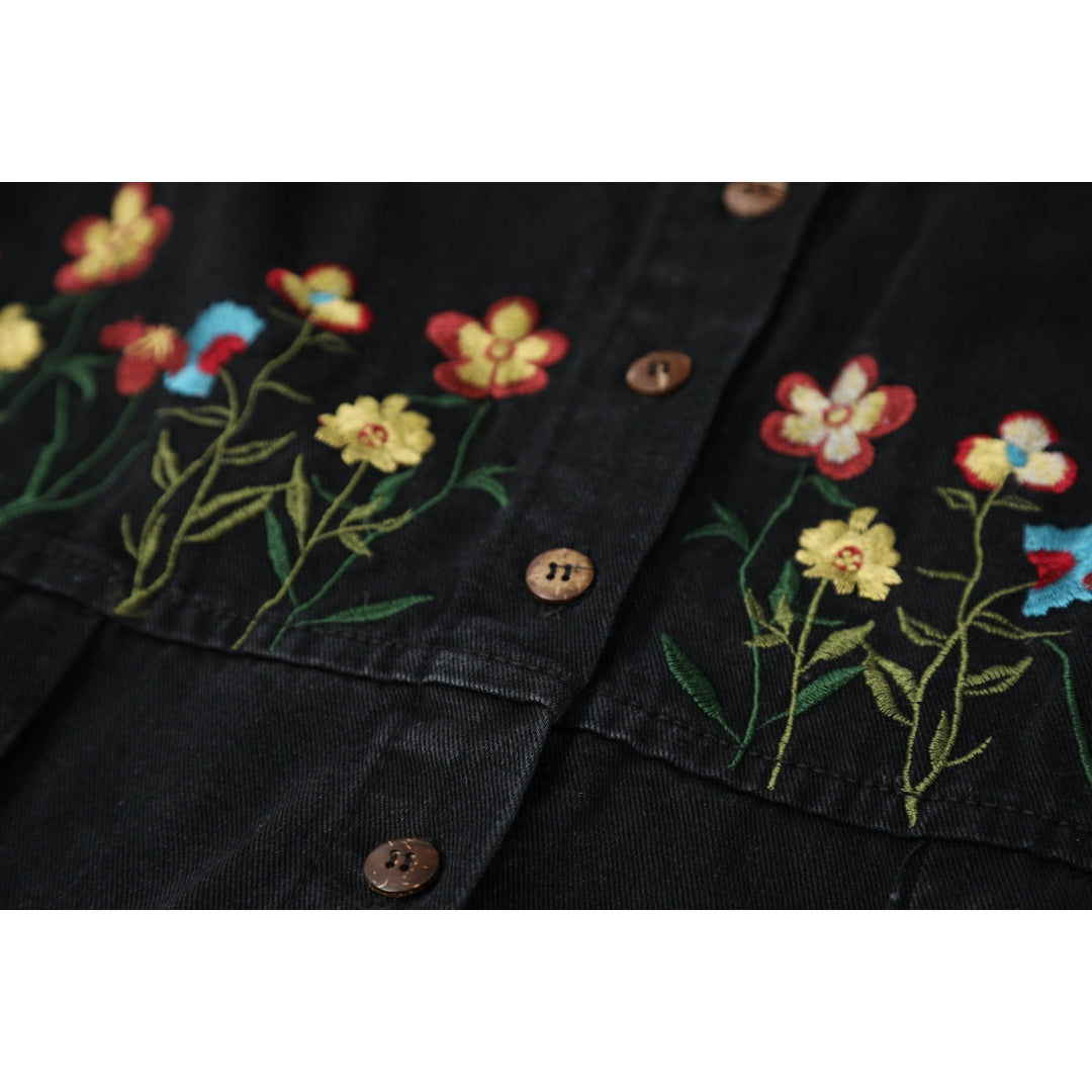 Embroidered Denim Midi Sundress